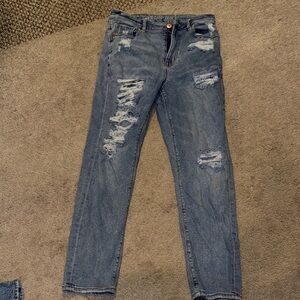 Distressed Blue Jeans